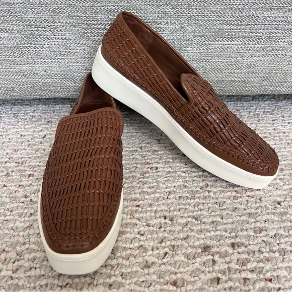 VINCE Stafford Womens Woven Leather Platform Slip On Sneakers - Picture 13 of 15